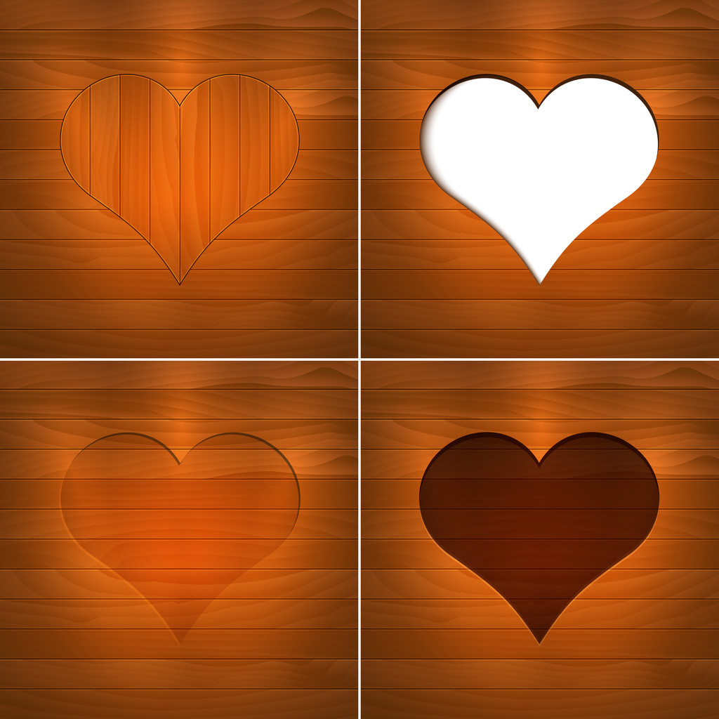 Heart in wood. Vector Background.