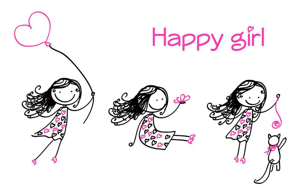 幸せな女の子 ベクトル イラスト ロイヤリティフリーのベクターグラフィック画像