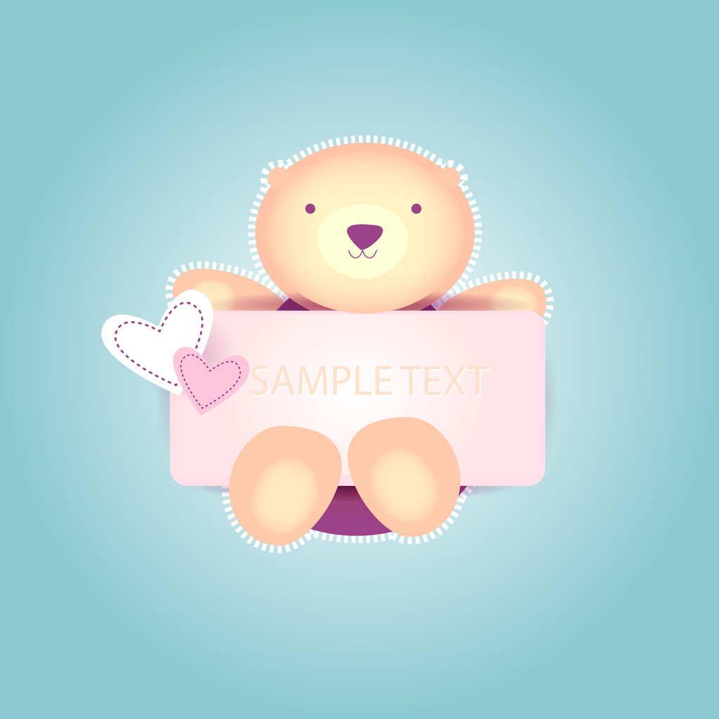 Cute valentine Teddy Bear. Vector background.