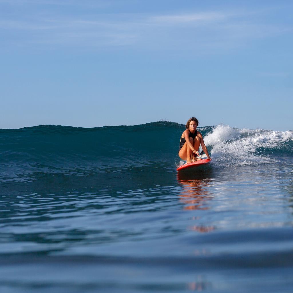海でのサーフィンのスリム少女 ロイヤリティフリー写真 画像素材