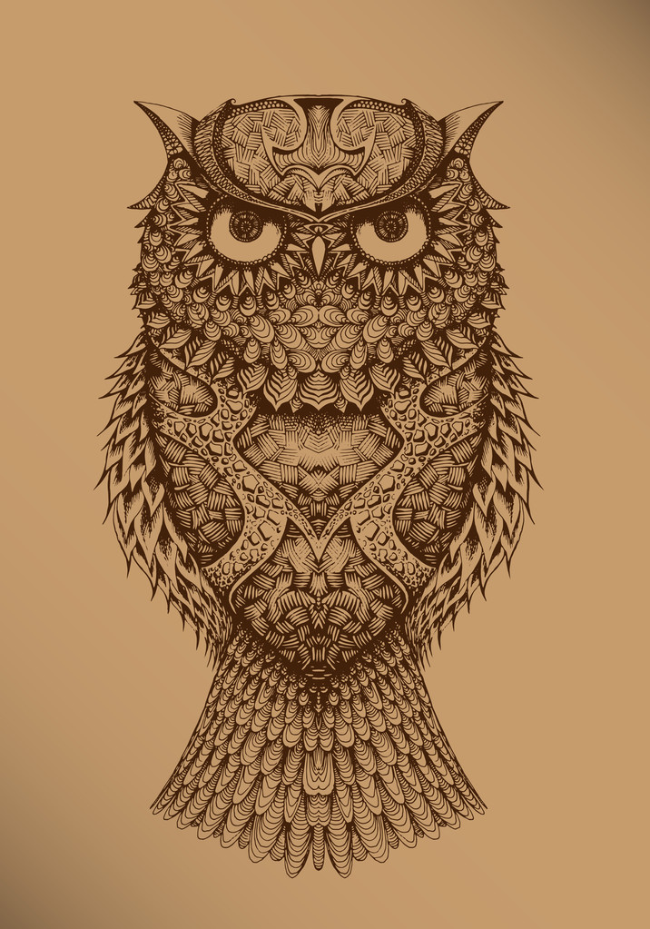 Owl on a brown background