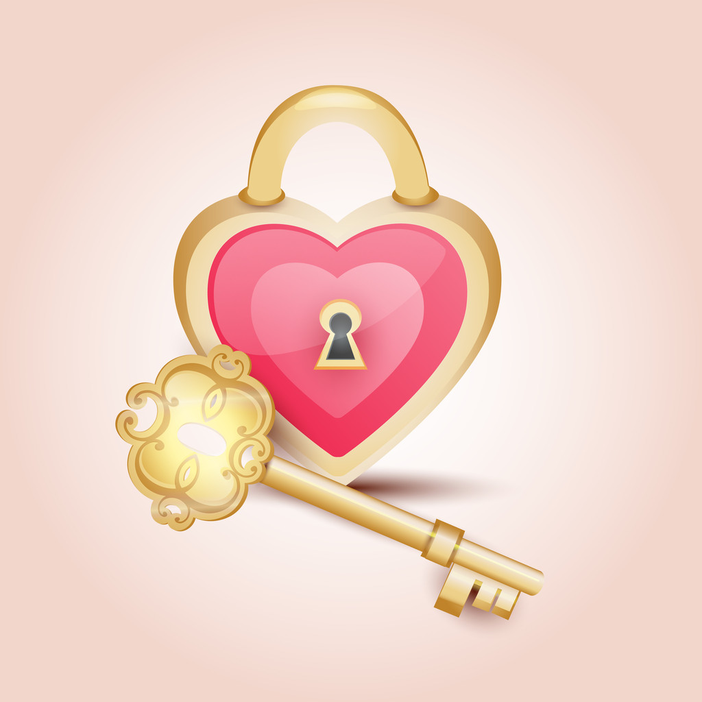 Gold key to heart