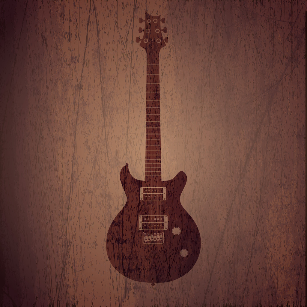 エレキギターでベクトル木製の背景 ロイヤリティフリーのベクターグラフィック画像