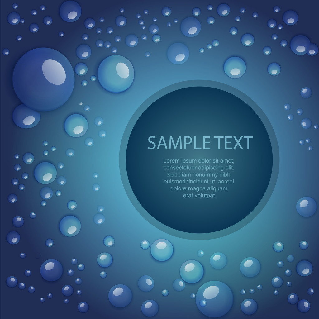 Blue abstract background with drops and copy space