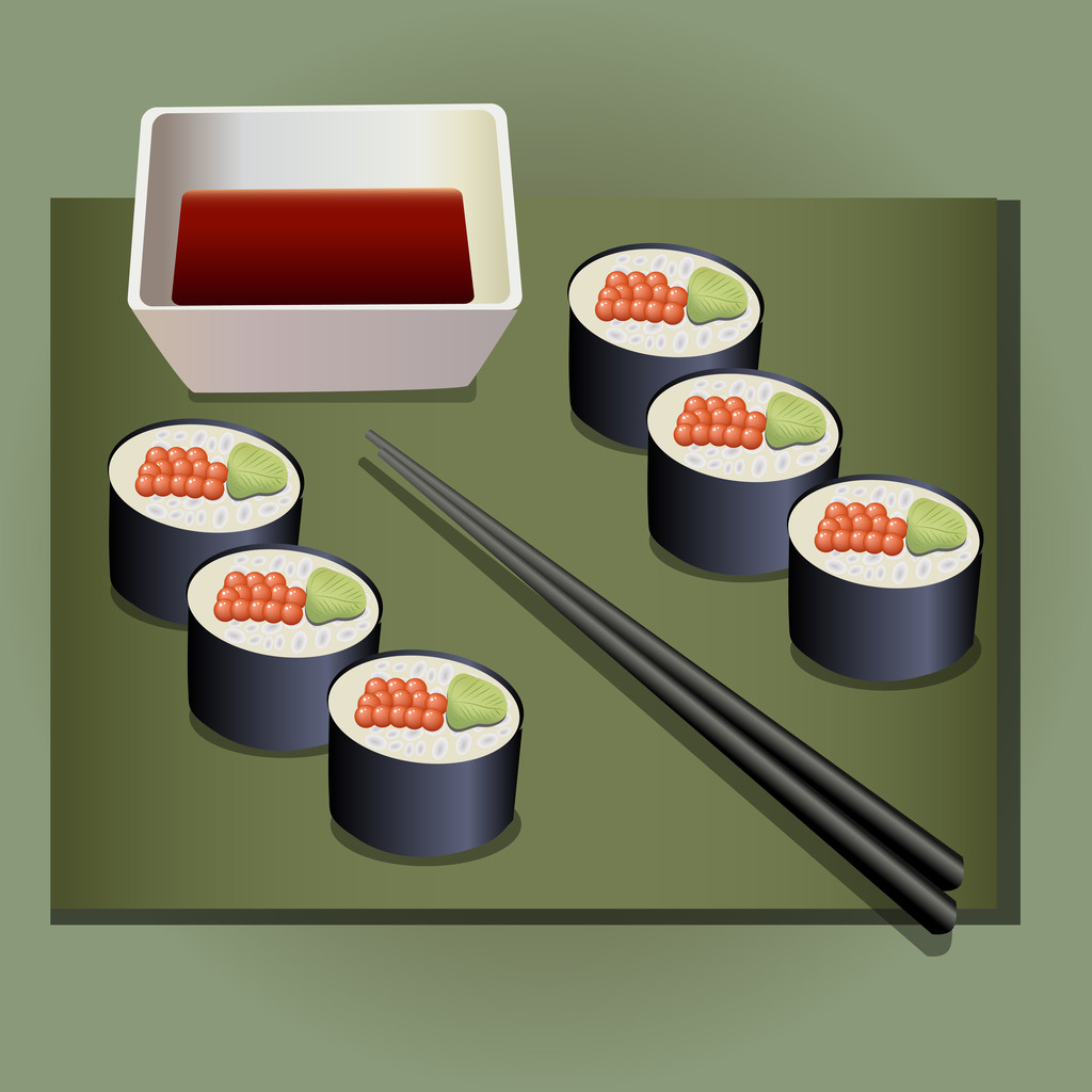 日本食のロールのセット ベクトル イラストロイヤリティフリーのベクターグラフィック画像