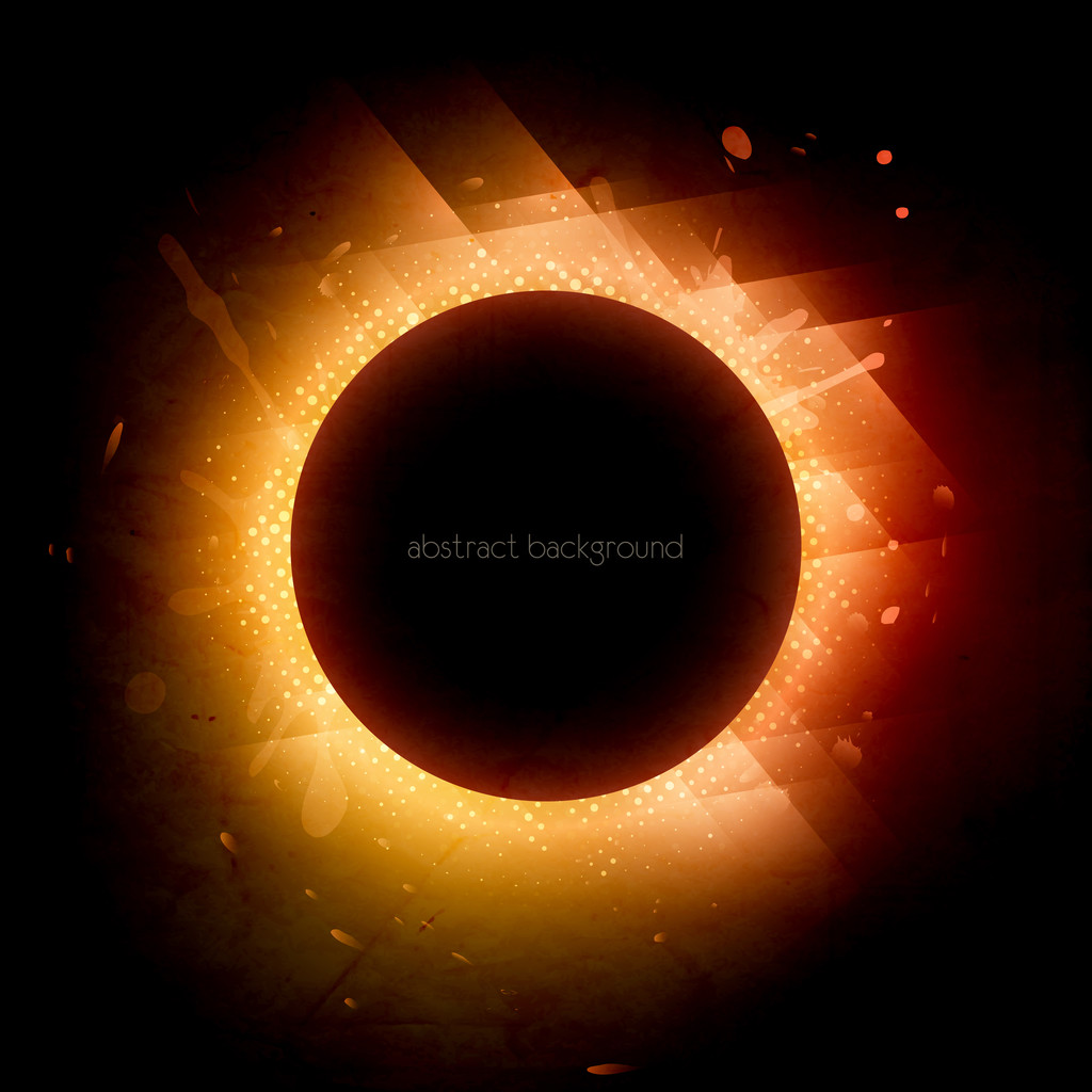 Solar eclipse. Illustration on black background for design