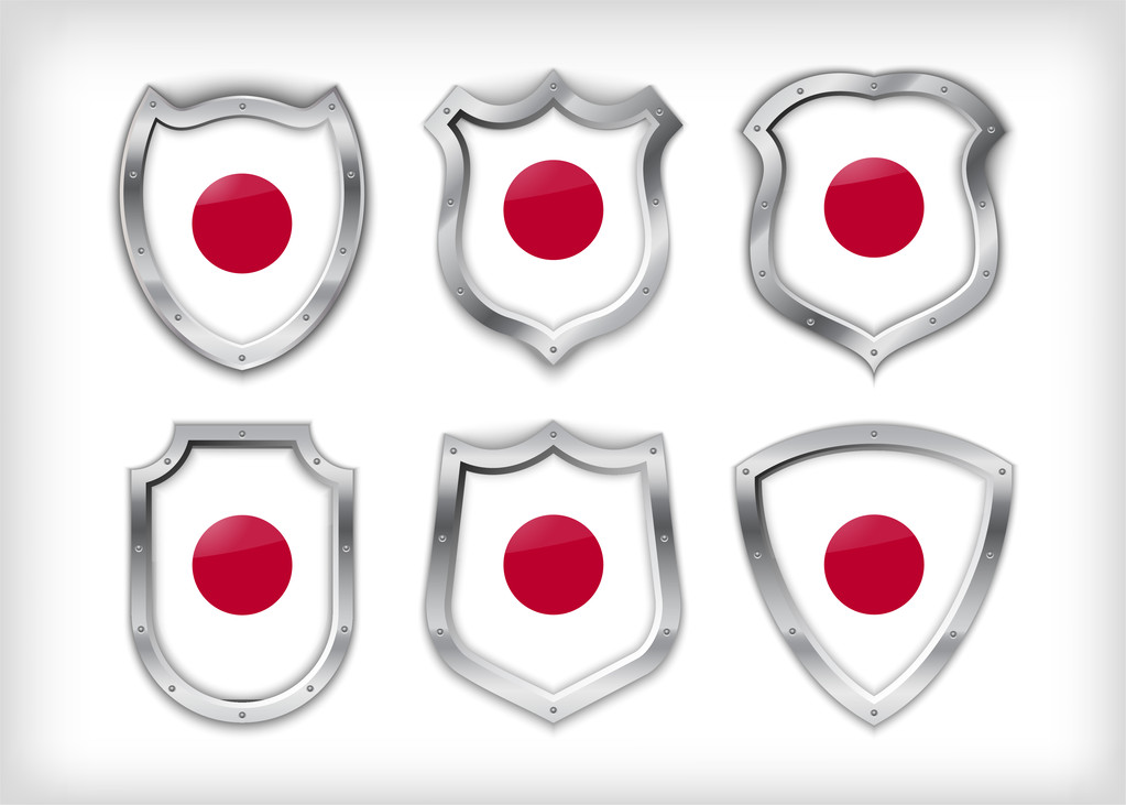 日本の国旗で異なるアイコンロイヤリティフリーのベクターグラフィック画像