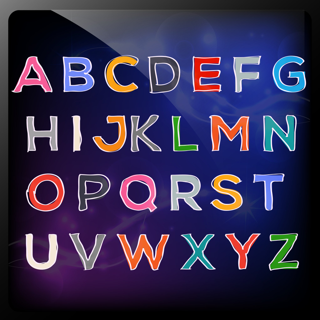 Hand drawn colorful abc letters. Vector