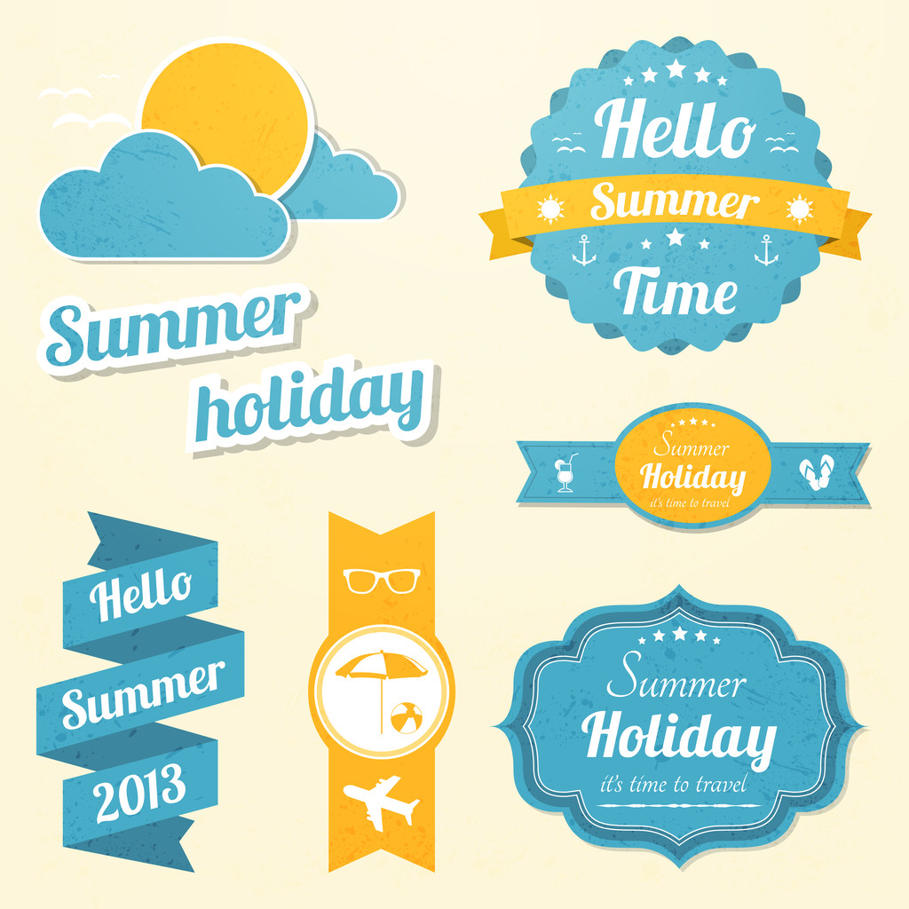 Summer holiday signs set