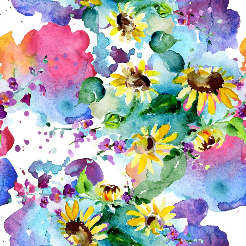 花束花植物の花 水彩背景イラストセット 水彩画ファッションアクアレル孤立 シームレスな背景パターン ファブリック壁紙プリントテクスチャ ロイヤリティ フリー写真 画像素材