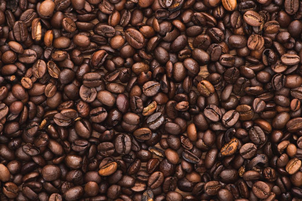 焼き立てコーヒー豆の上からの眺め背景 ロイヤリティフリー写真 画像素材
