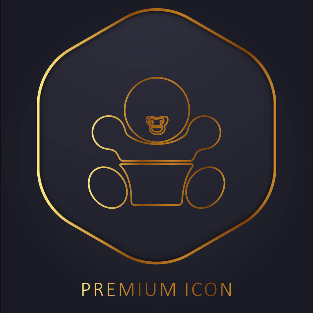 Baby With Pacifier golden line premium logo or icon