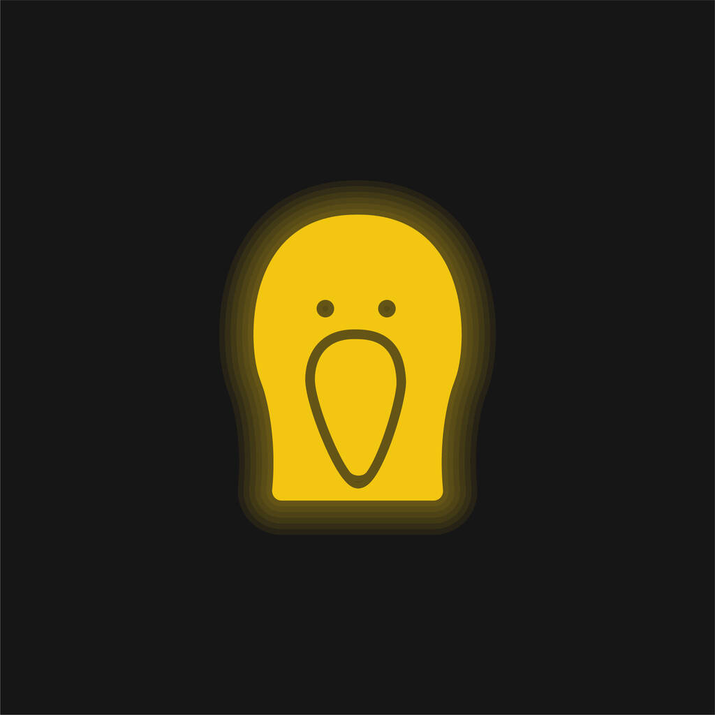 Bird Black Head Front yellow glowing neon icon