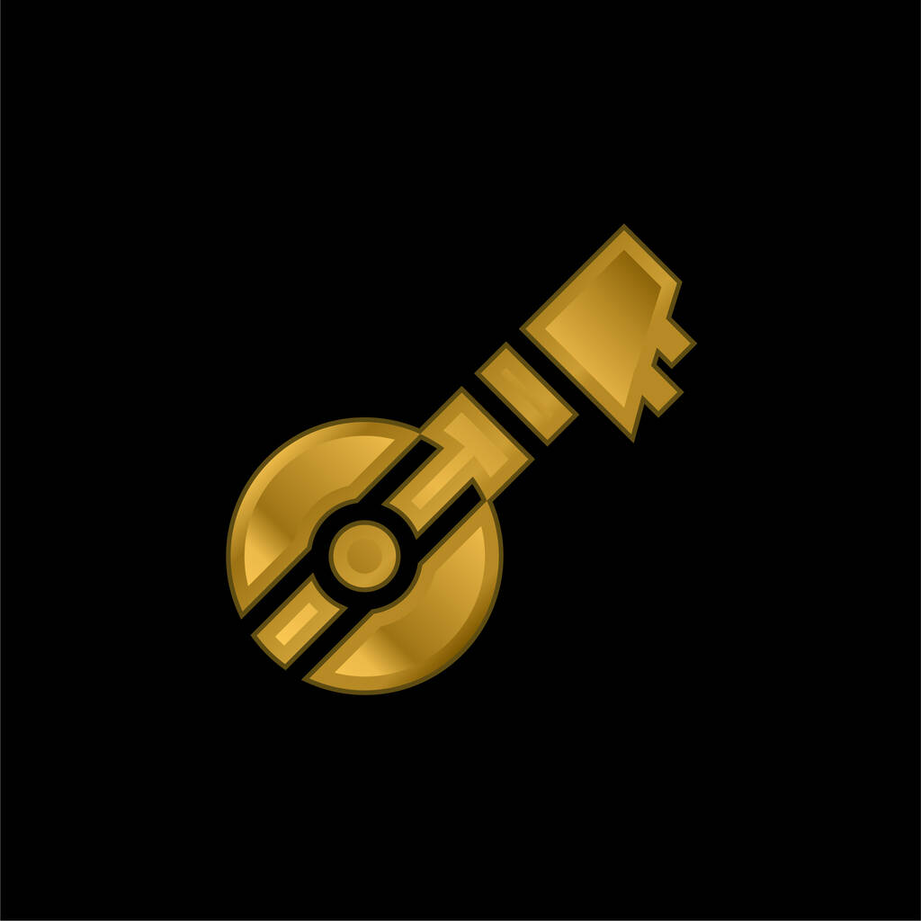 Bouzouki gold plated metalic icon or logo vector