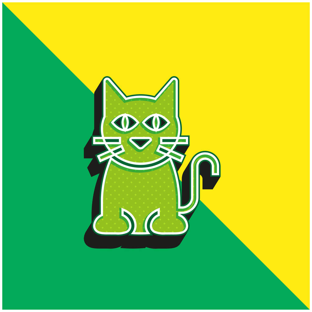 Black Cat Green and yellow modern 3d vector icon logo
