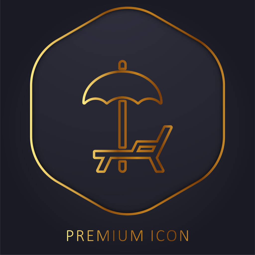 Beach Umbrella And Hammock golden line premium logo or icon