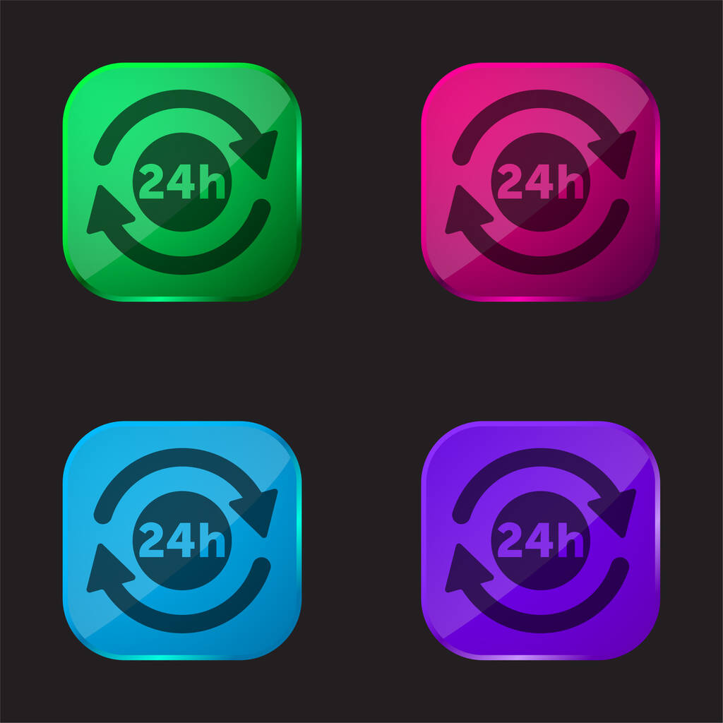 24 Hours Symbol four color glass button icon