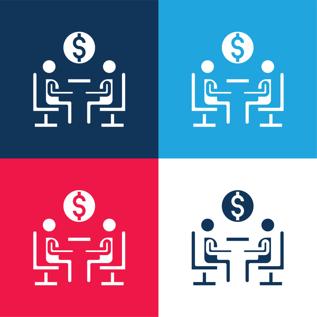 Agreement blue and red four color minimal icon set
