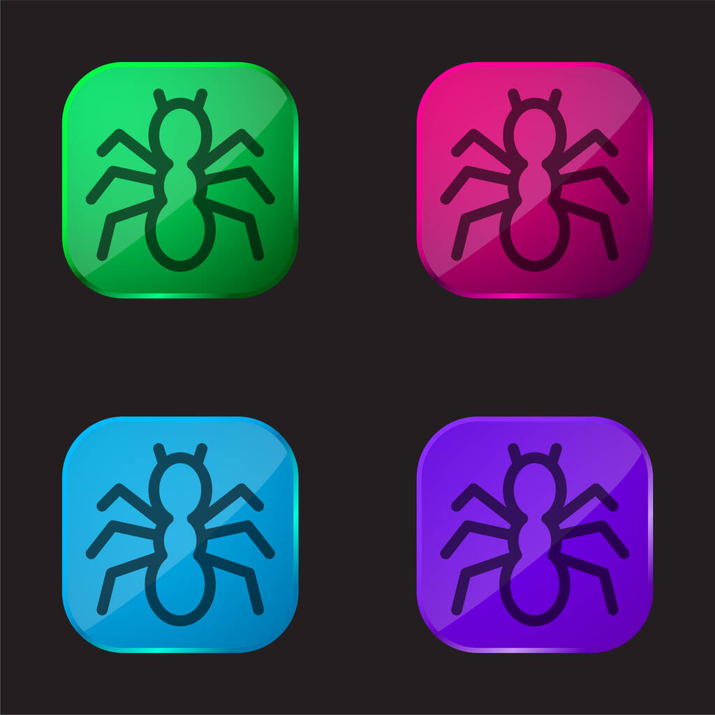 Ant Silhouette four color glass button icon