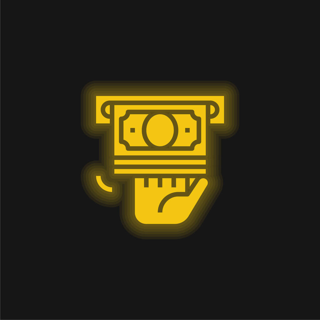 Atm yellow glowing neon icon