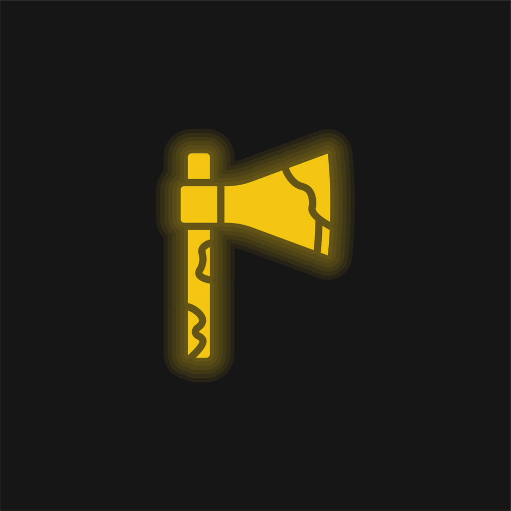 Axe yellow glowing neon icon