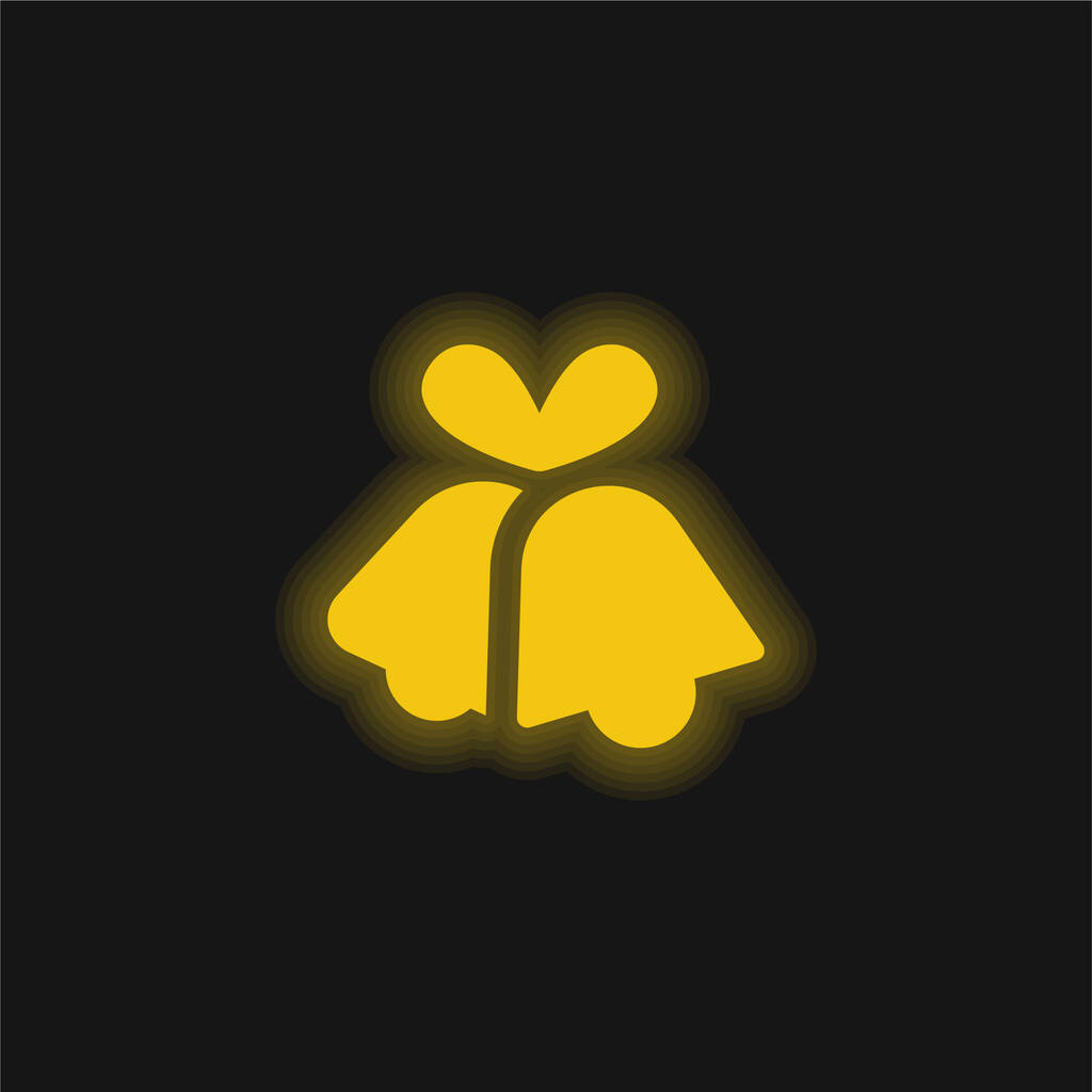 Bells yellow glowing neon icon