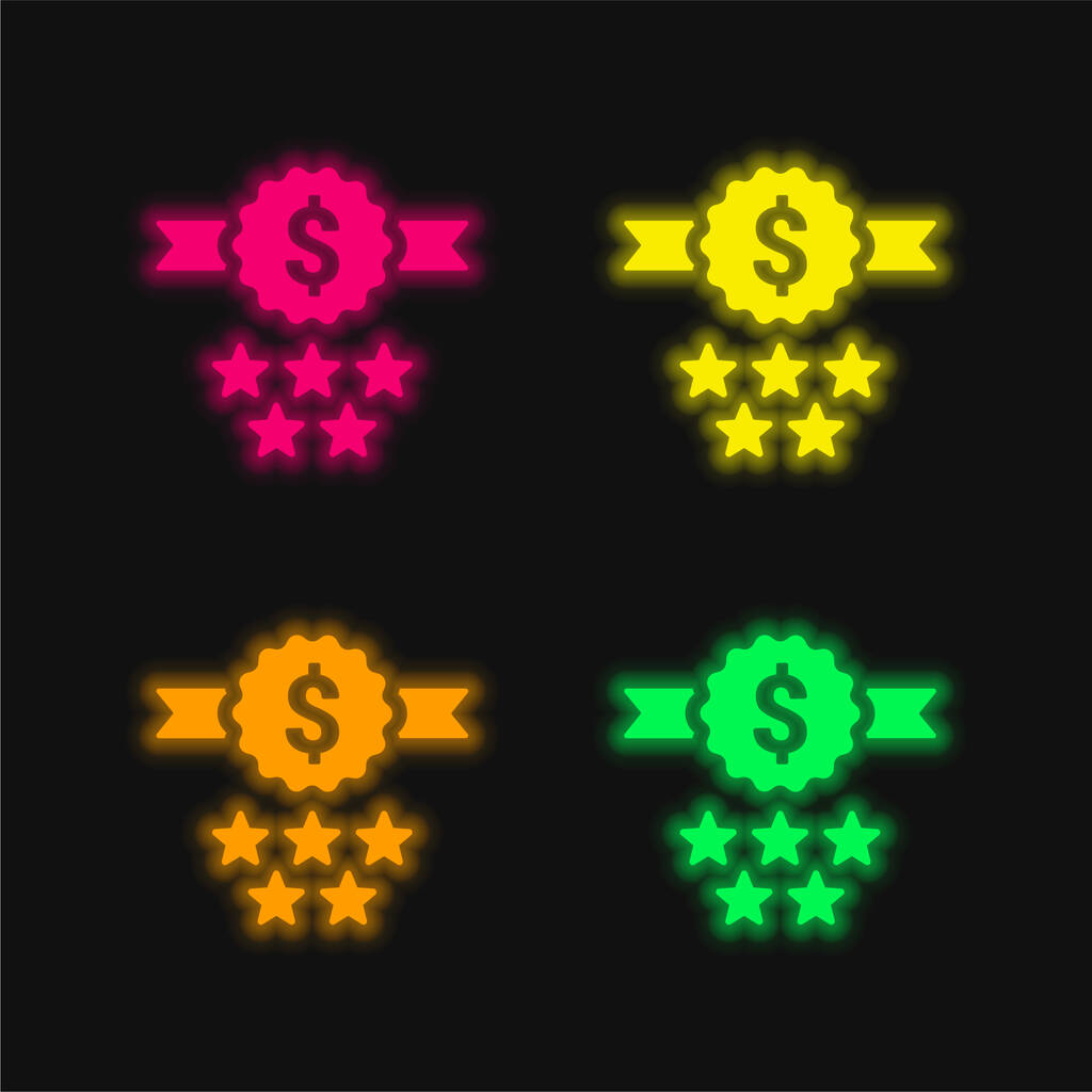 Badge four color glowing neon vector icon