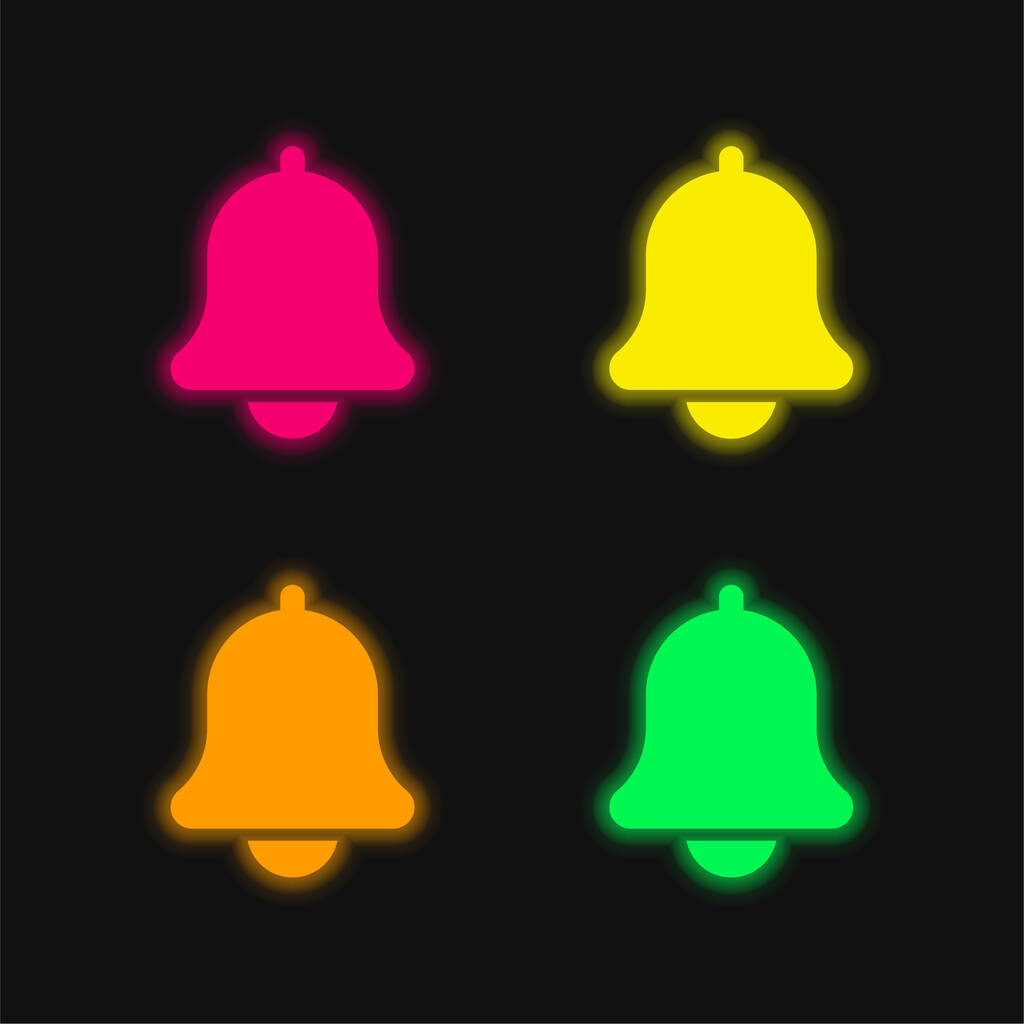 Bell four color glowing neon vector icon