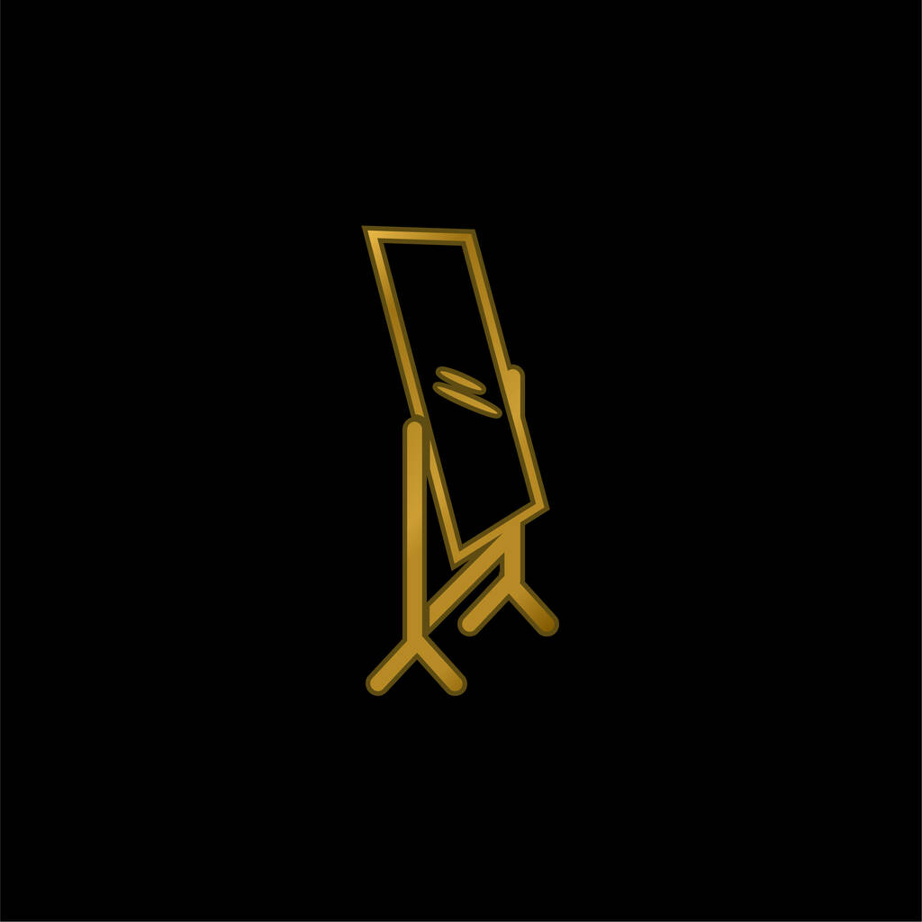 Bedroom Mirror gold plated metalic icon or logo vector