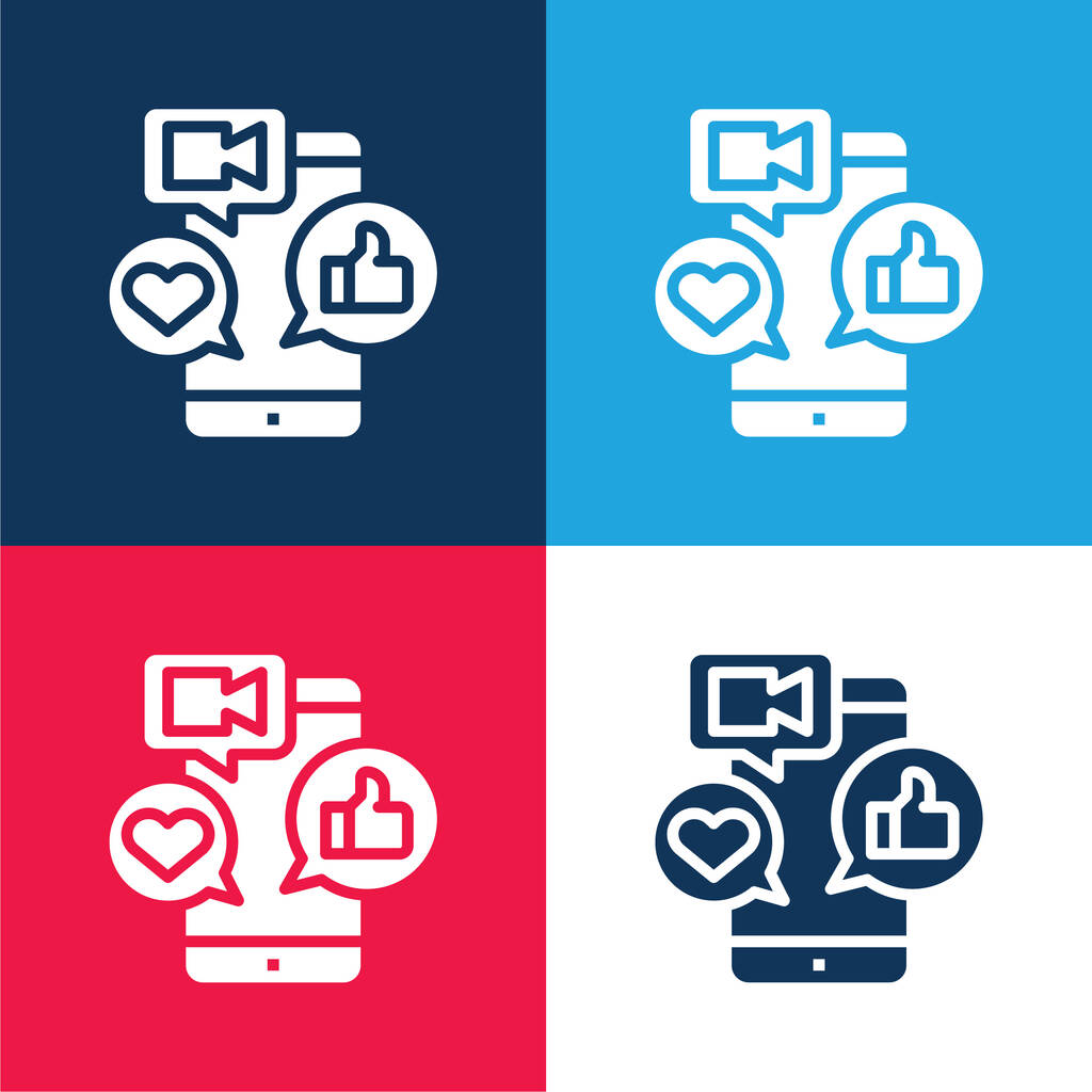 App blue and red four color minimal icon set
