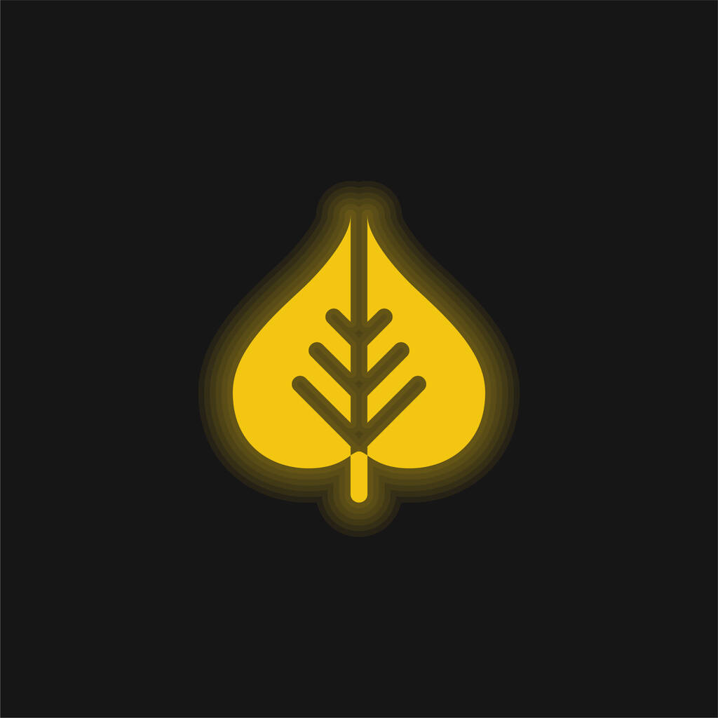 Bodhi Leaf yellow glowing neon icon