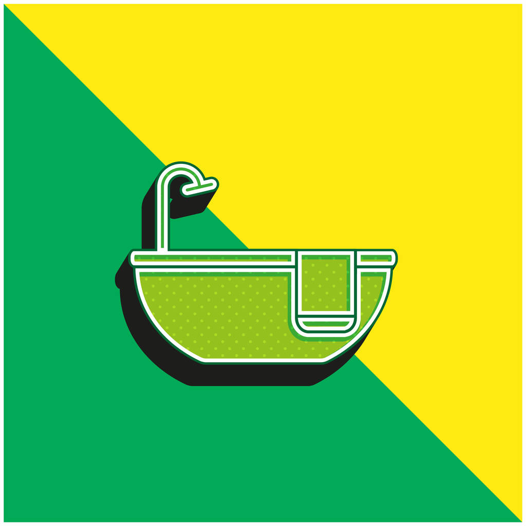 Bathtub Green and yellow modern 3d vector icon logo