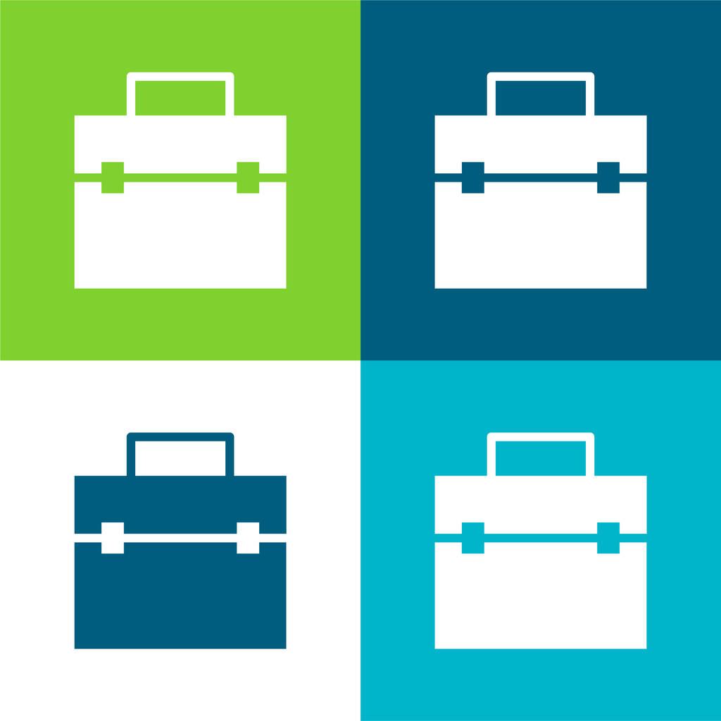 Briefcase Flat four color minimal icon set
