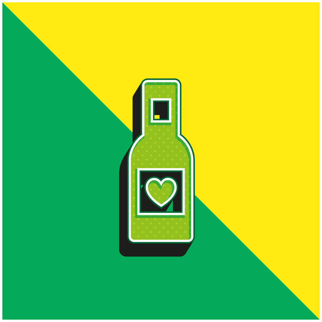 Bottle Of Wine Green and yellow modern 3d vector icon logo