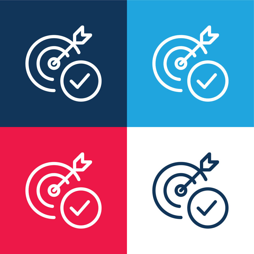 Aim blue and red four color minimal icon set
