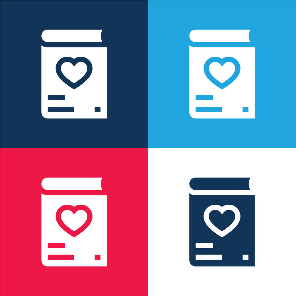 Book blue and red four color minimal icon set