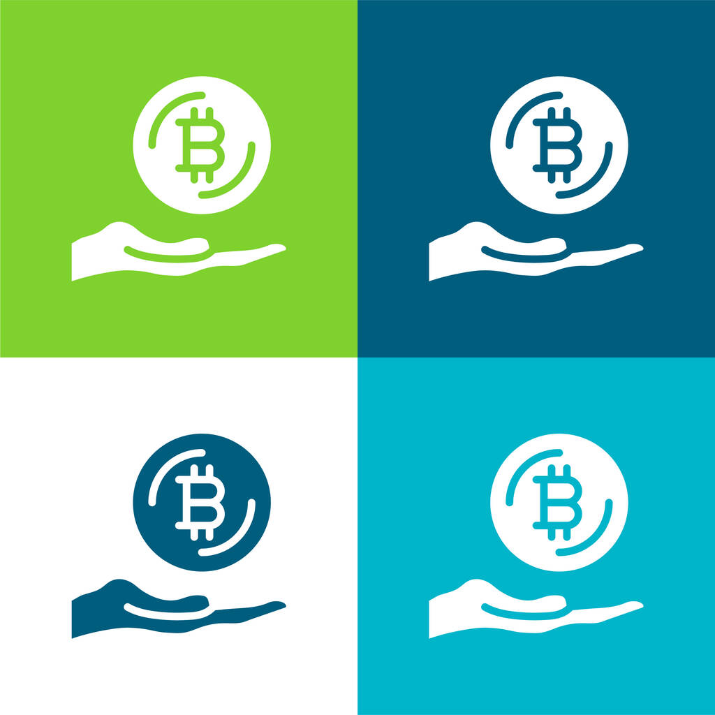 Bitcoin Flat four color minimal icon set