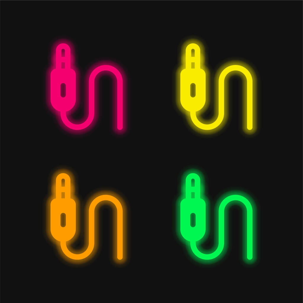 Audio Jack four color glowing neon vector icon