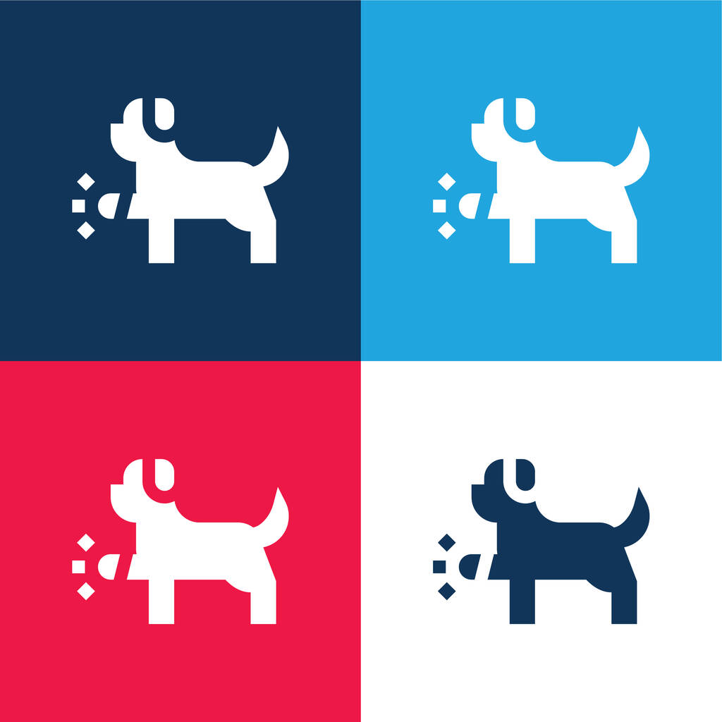 Animal blue and red four color minimal icon set