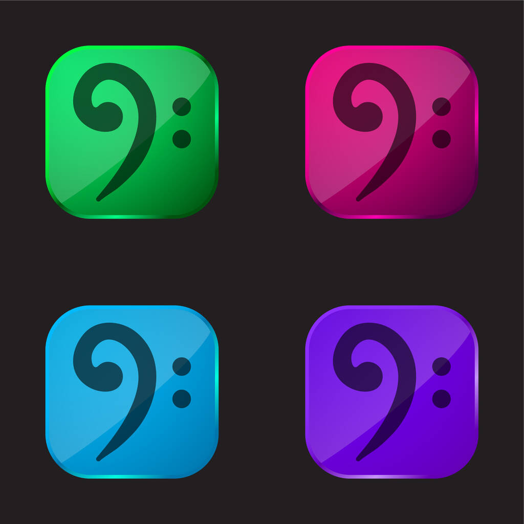 Bass Clef four color glass button icon