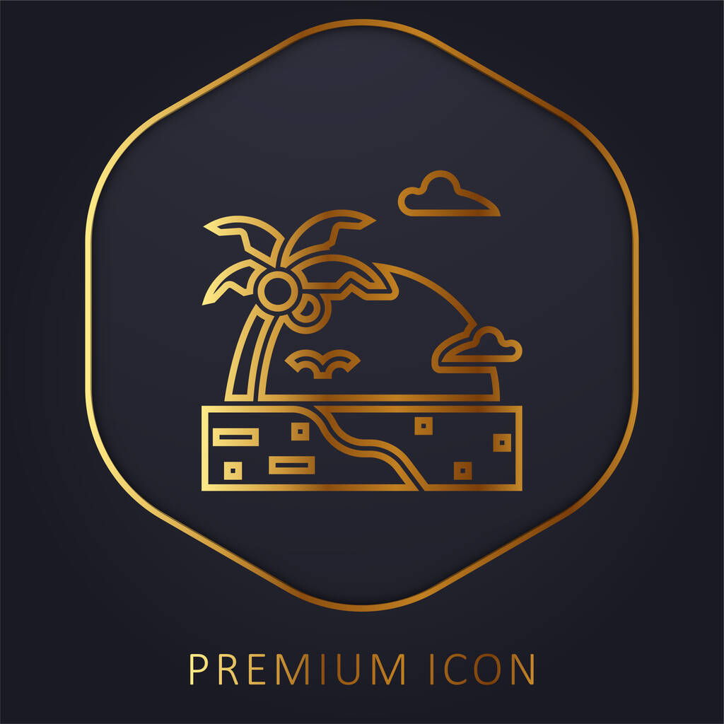 Beach golden line premium logo or icon