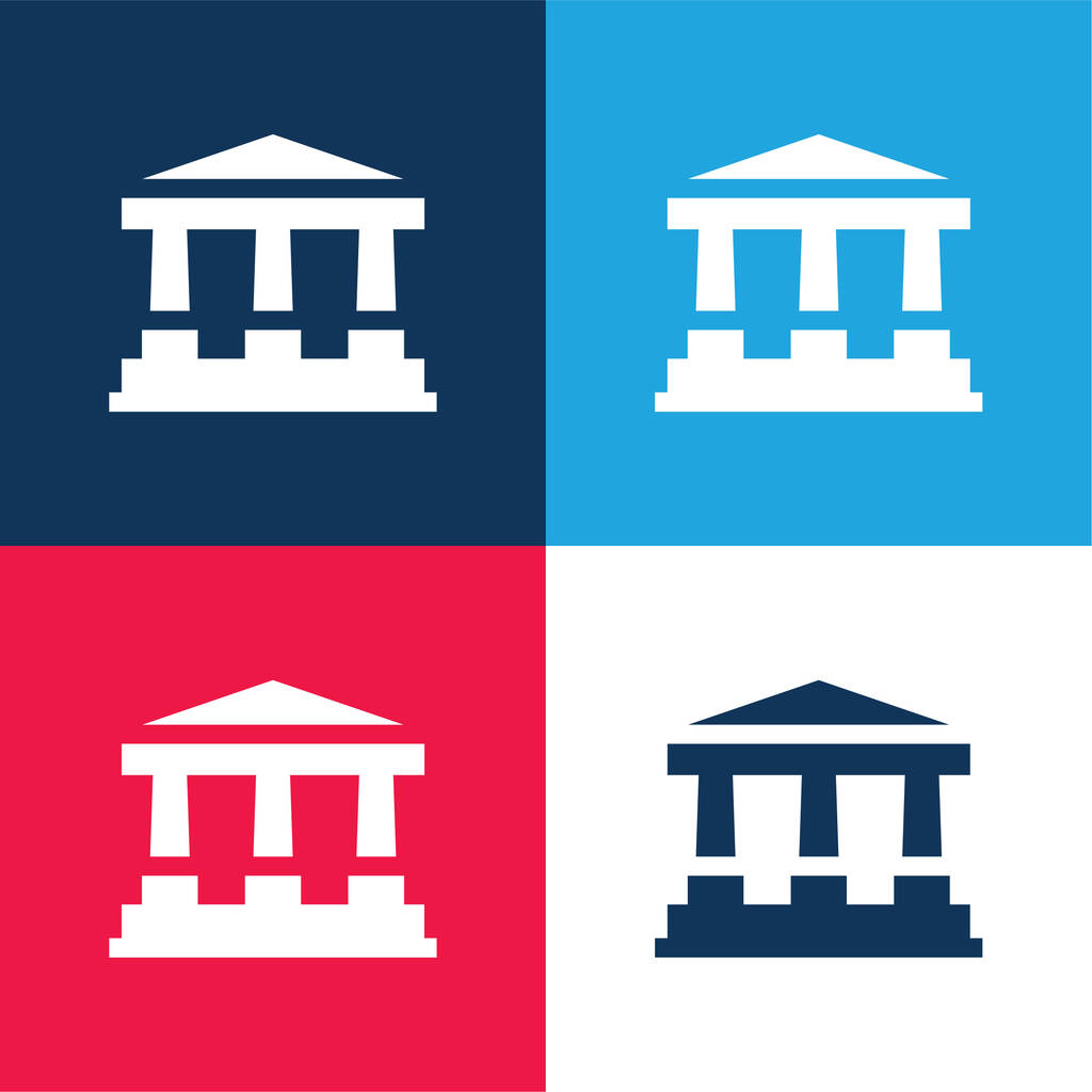 銀行青と赤の4色の最小アイコンセットロイヤリティフリーのベクターグラフィック画像