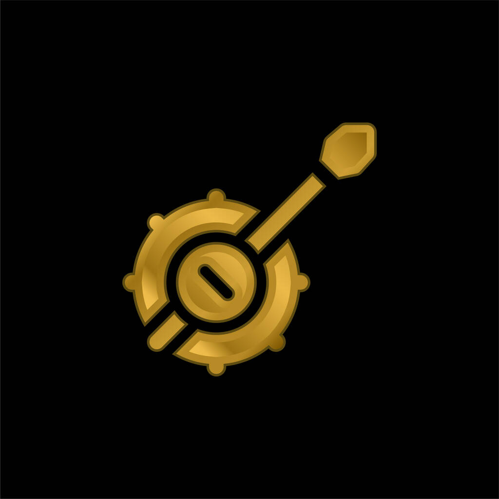 Banjo gold plated metalic icon or logo vector