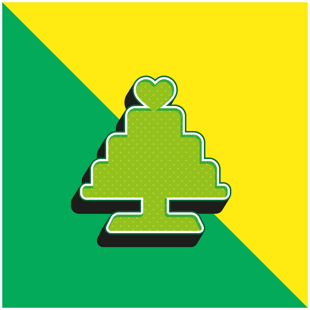 Birthday Cake Green and yellow modern 3d vector icon logo