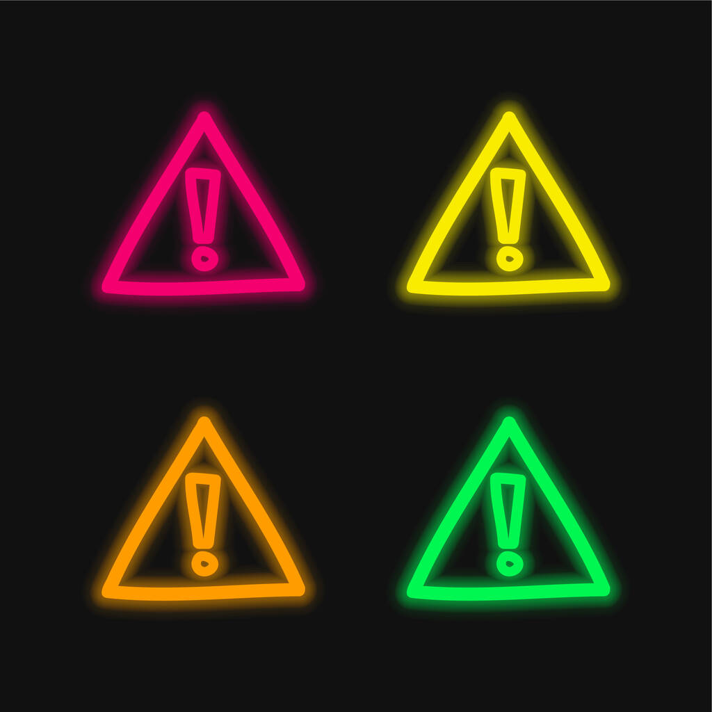 アラートハンドドロー4色の輝くネオンベクトルアイコンにサインロイヤリティフリーのベクターグラフィック画像