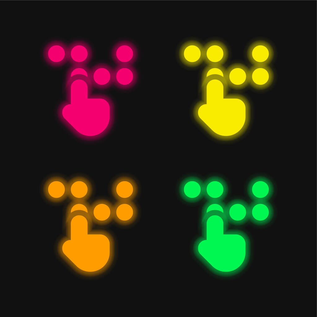 Braille four color glowing neon vector icon