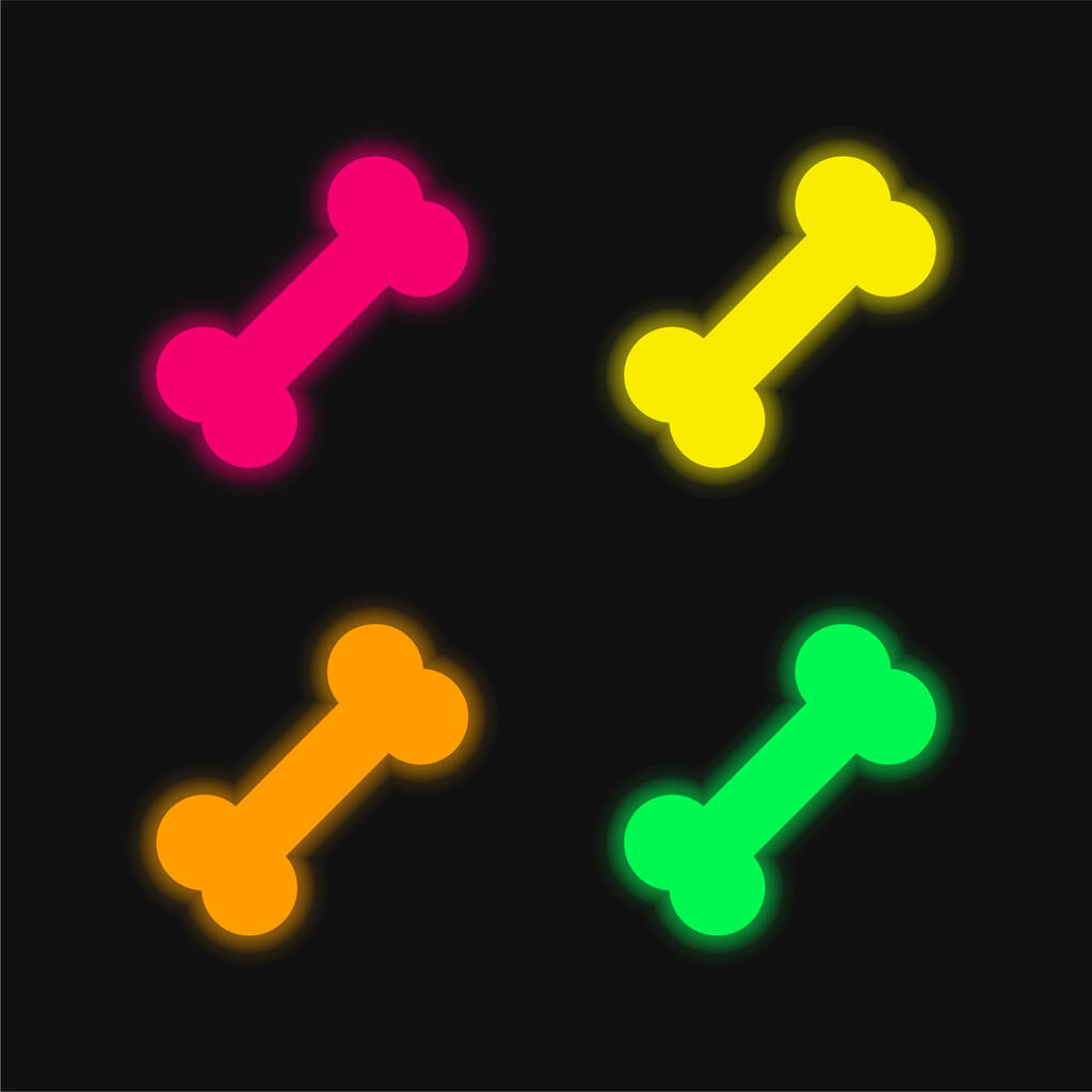 Bones four color glowing neon vector icon