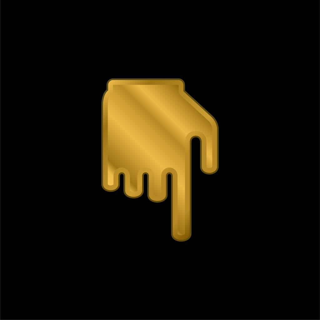 Black Hand With Finger Pointing Down gold plated metalic icon or logo vector