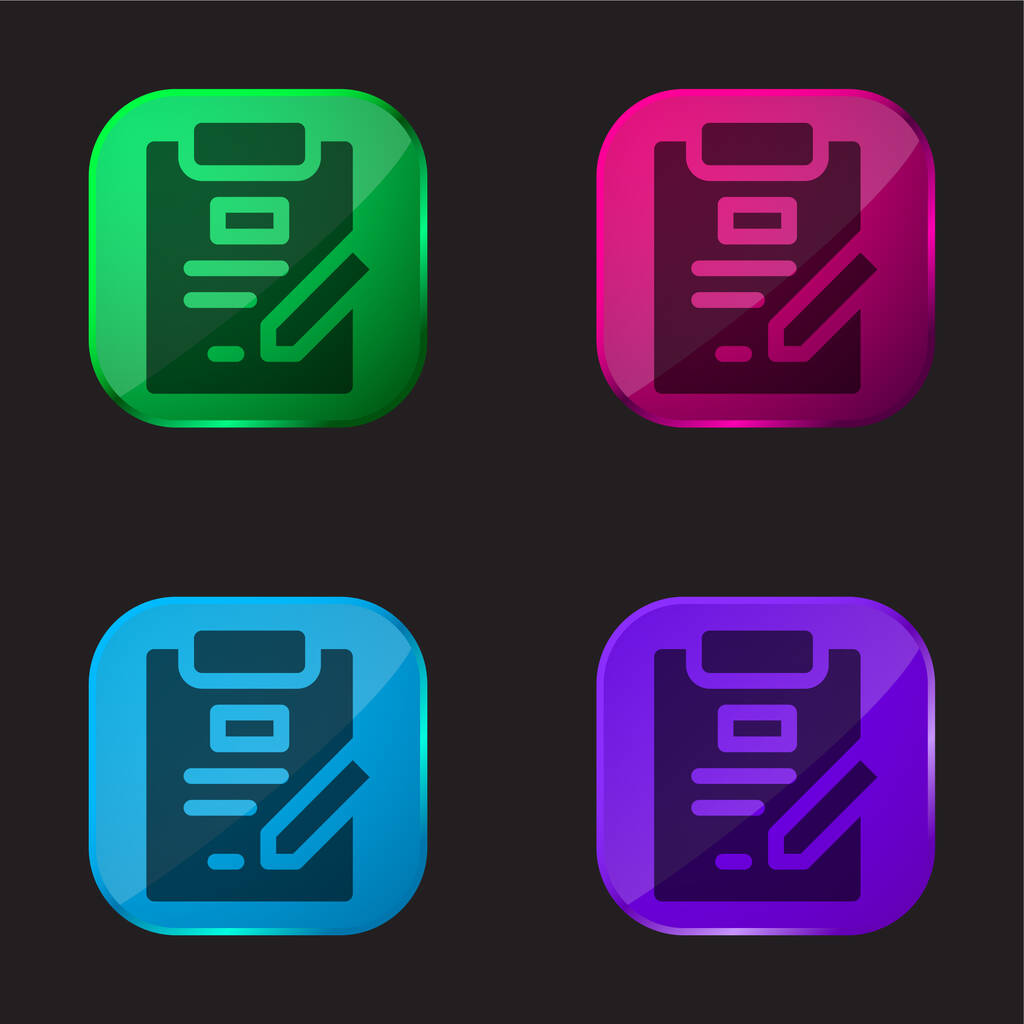 Agreement four color glass button icon