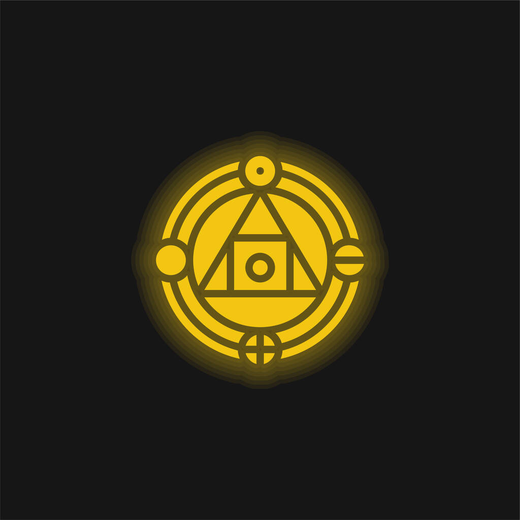 Alchemy yellow glowing neon icon